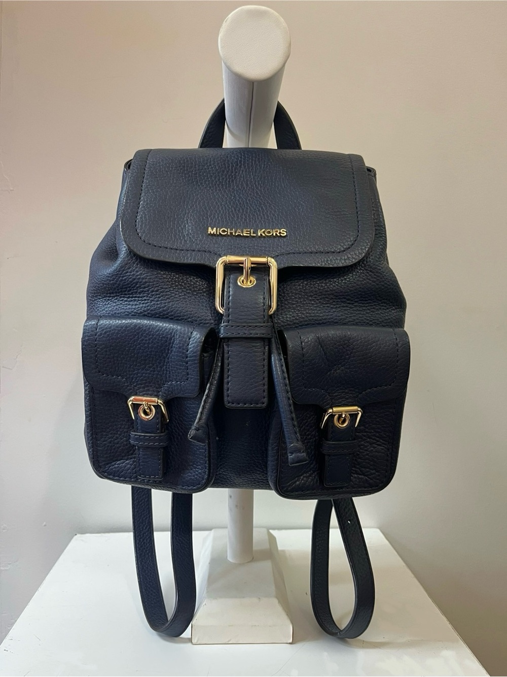Michael Kors Cooper Blue Pebble Leather Backpack